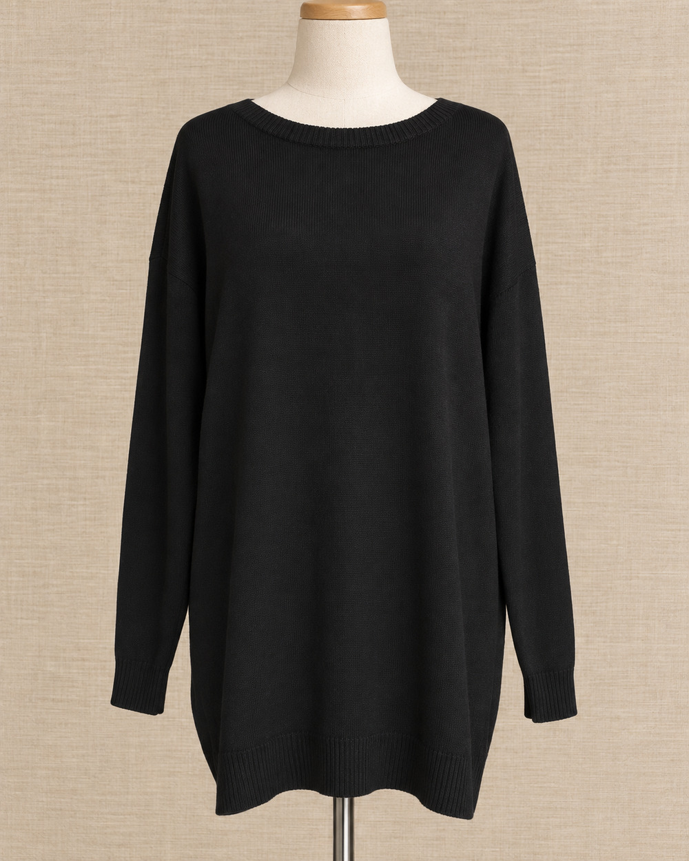 Eileen Fisher Merino Wool Black Tunic Sweater | Women's Medium | Italian Yarn
